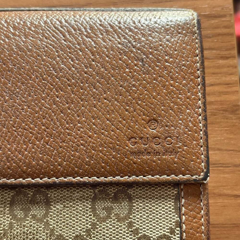 Gucci GG Canvas and Brown Leather Continental Long Flap Wallet - Picture 2 of 10